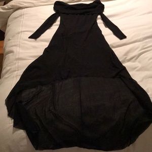 Off shoulder black high low dress